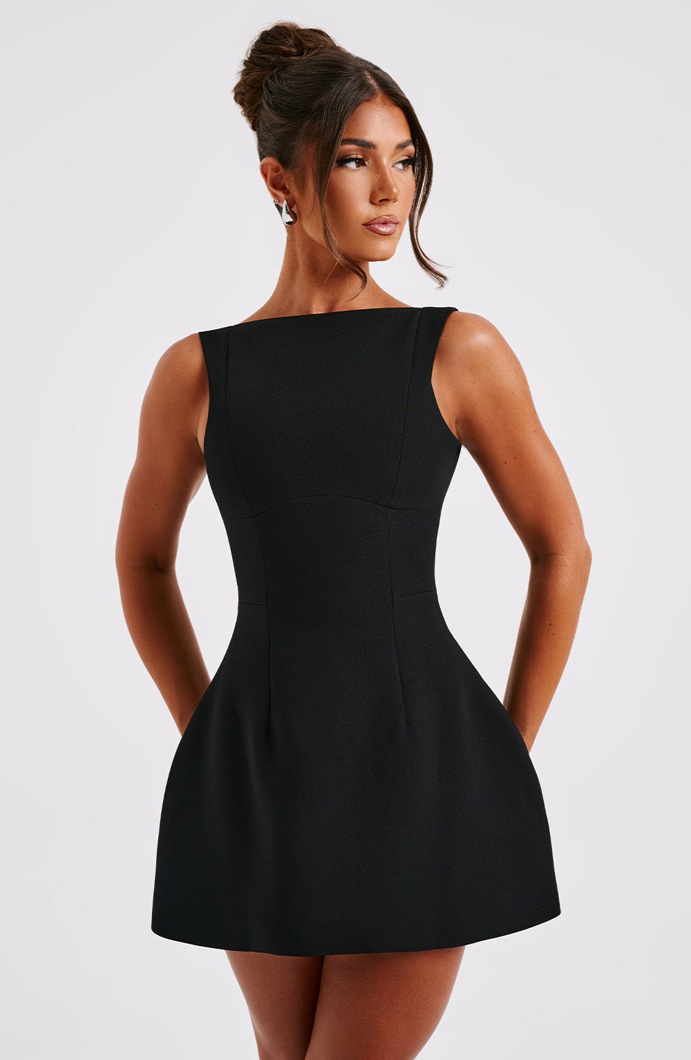 Alana | Elegant High-Neck Voluminous Bubble-Skirt Mini Dress
