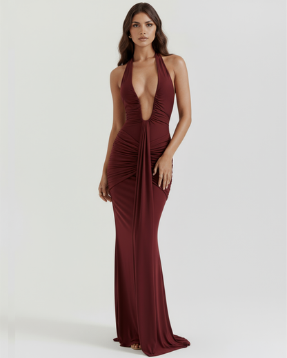 Ruby | Women's U-Wire Plunging Halter Maxi Dress