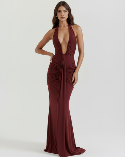 Ariela | Women's U-Wire Plunge Ruched Maxi Dress