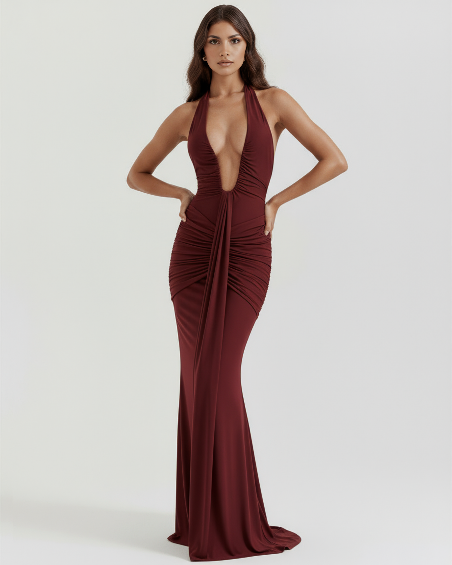 Ariela | Women's U-Wire Plunge Ruched Maxi Dress