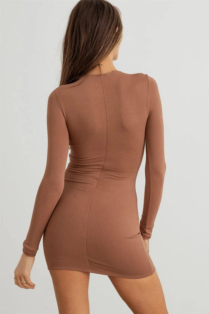 Cassidy | Women's Front Lace-Up Long Sleeve Mini Dress