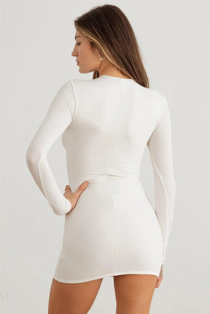 Cassidy | Women's Front Lace-Up Long Sleeve Mini Dress