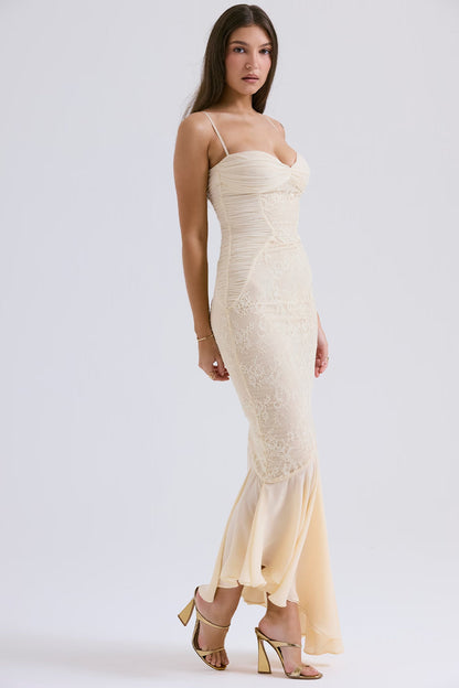 Suzie | Women's Fluid Luminous Vanilla White Ethereal Maxi Gown