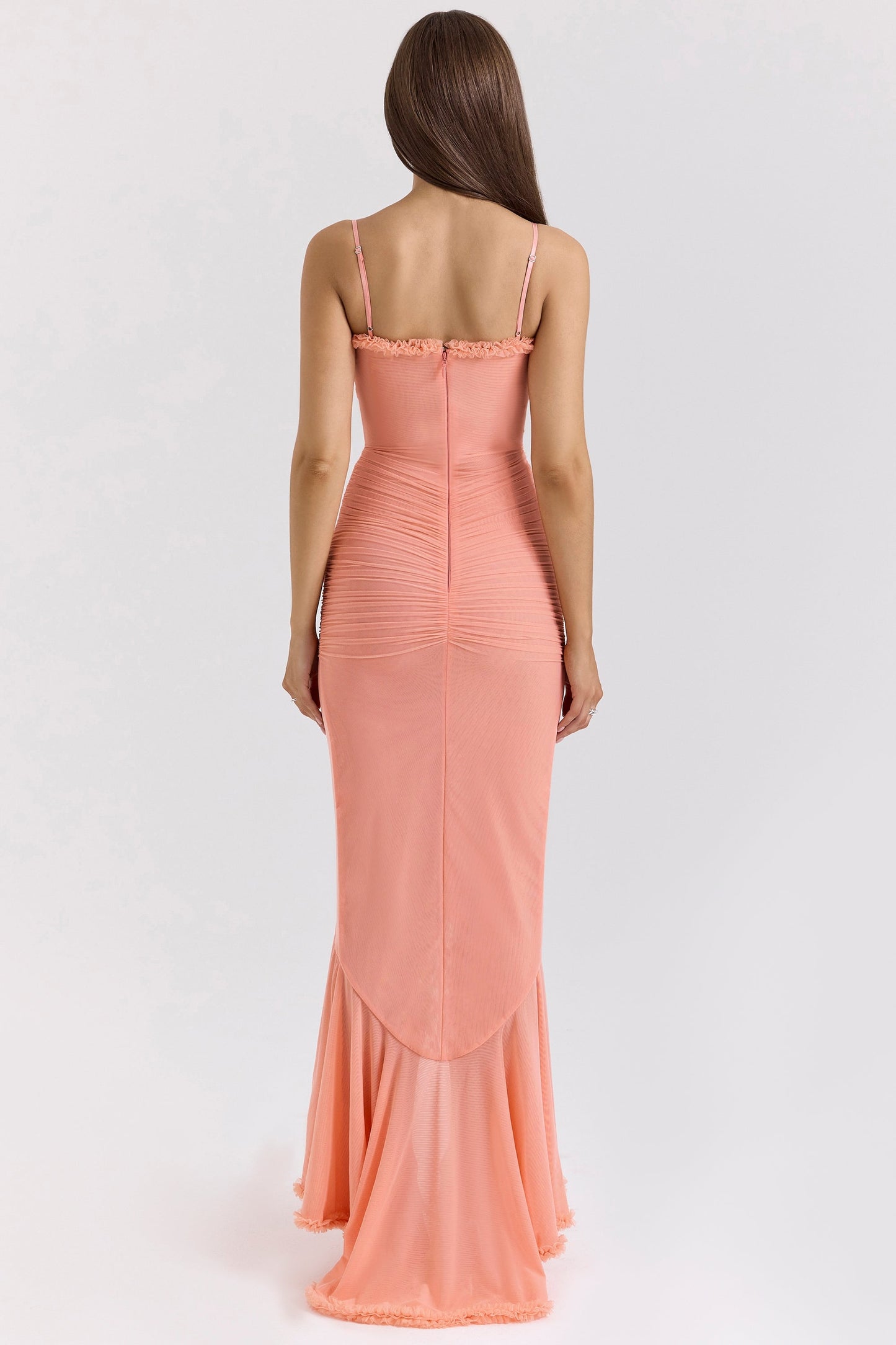 Mona | Women's Sweetheart Ruched Cascading Ruffle Maxi Dress