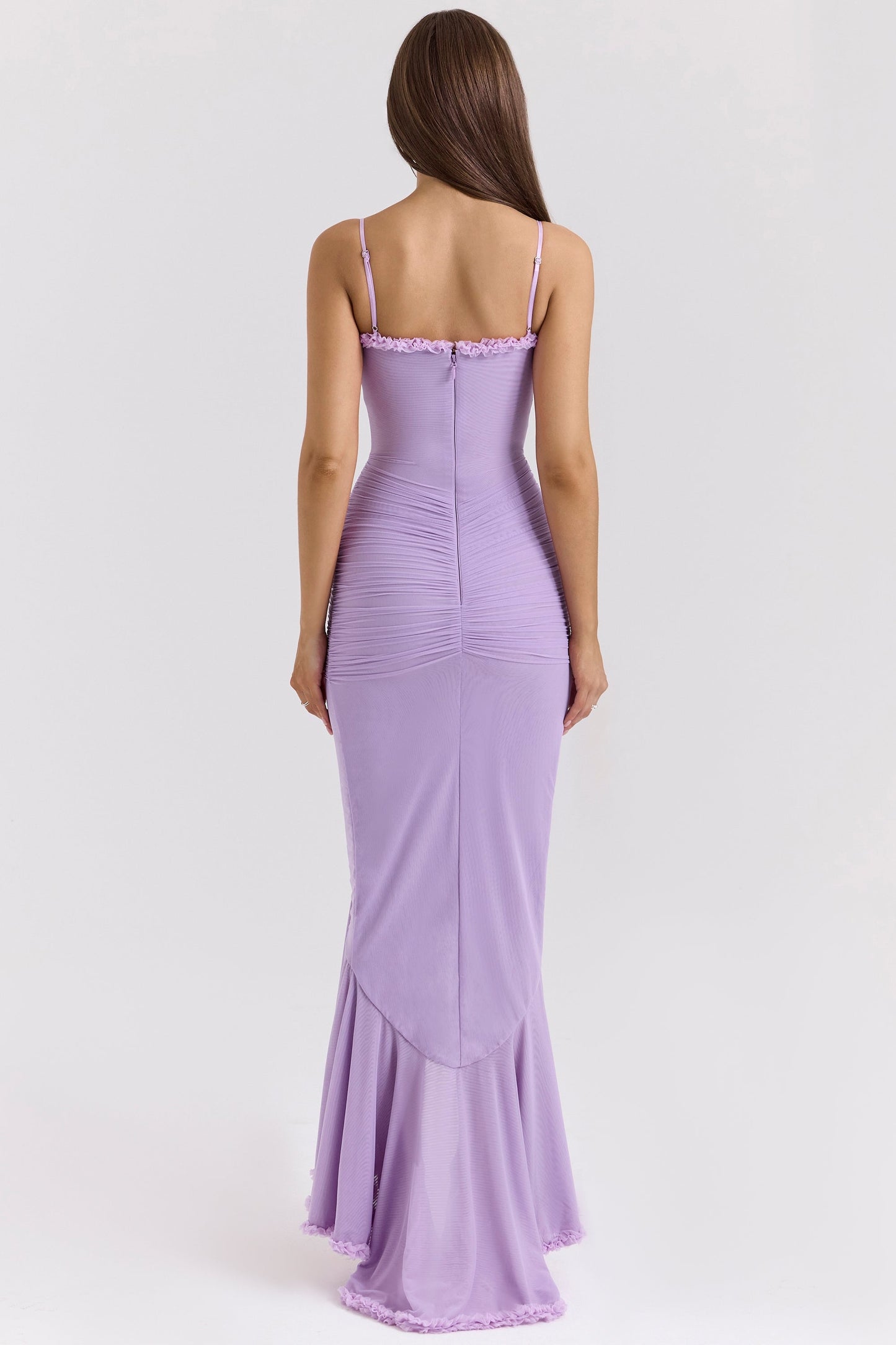 Mona | Women's Sweetheart Ruched Cascading Ruffle Maxi Dress