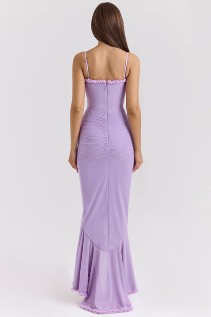 Mona | Women's Sweetheart Ruched Cascading Ruffle Maxi Dress