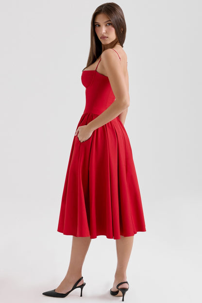 Katrina | Women's Corset-Inspired Midi Dress