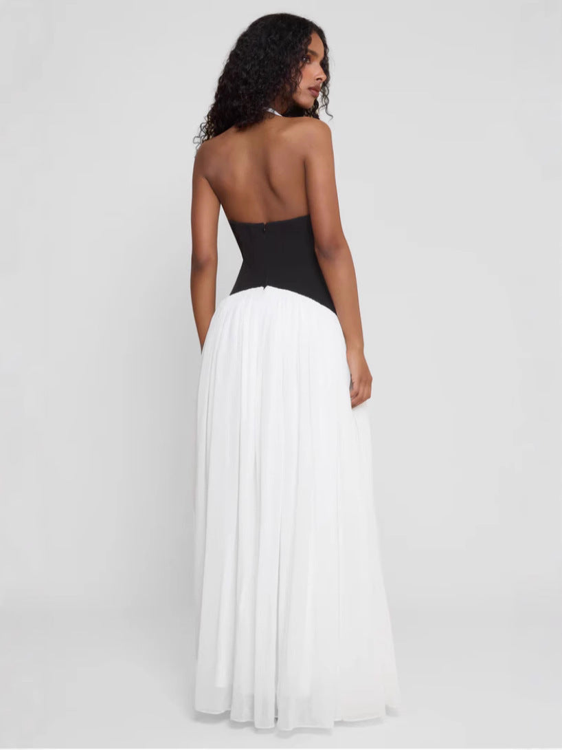 Leia | Women's Plunge Halter Corset Maxi Dress