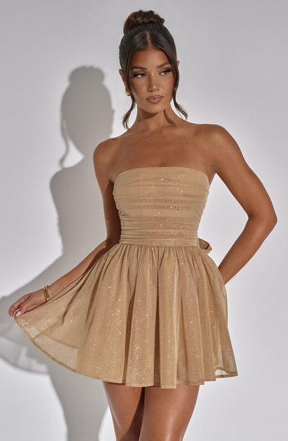 Madeline | Women's Patchwork Strapless Mini Dress