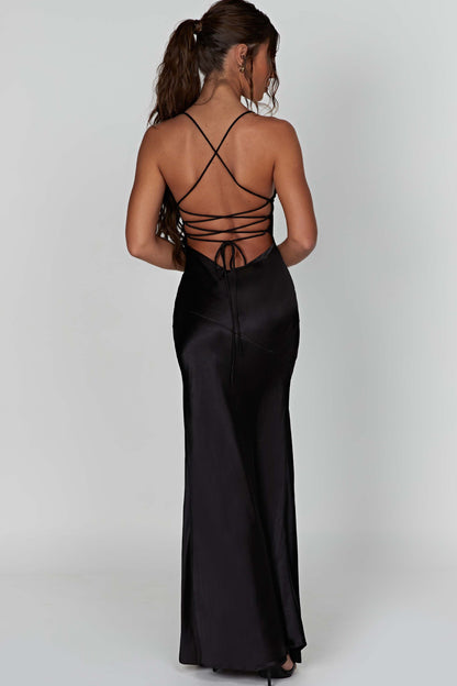Alexia | Women's Satin Bias-Cut Maxi Dress