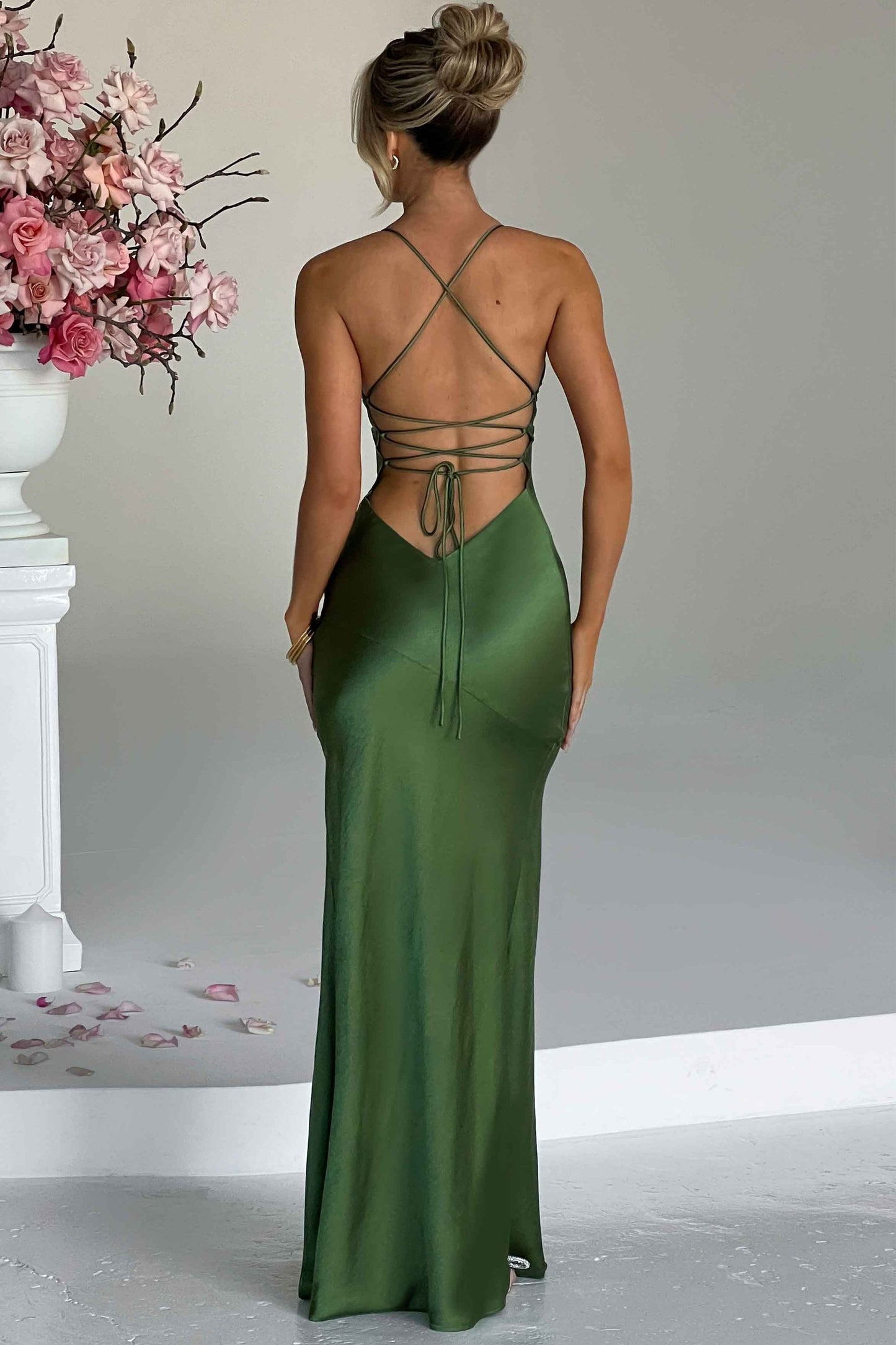Alexia | Women's Satin Bias-Cut Maxi Dress