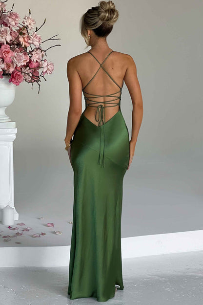Alexia | Women's Satin Bias-Cut Maxi Dress