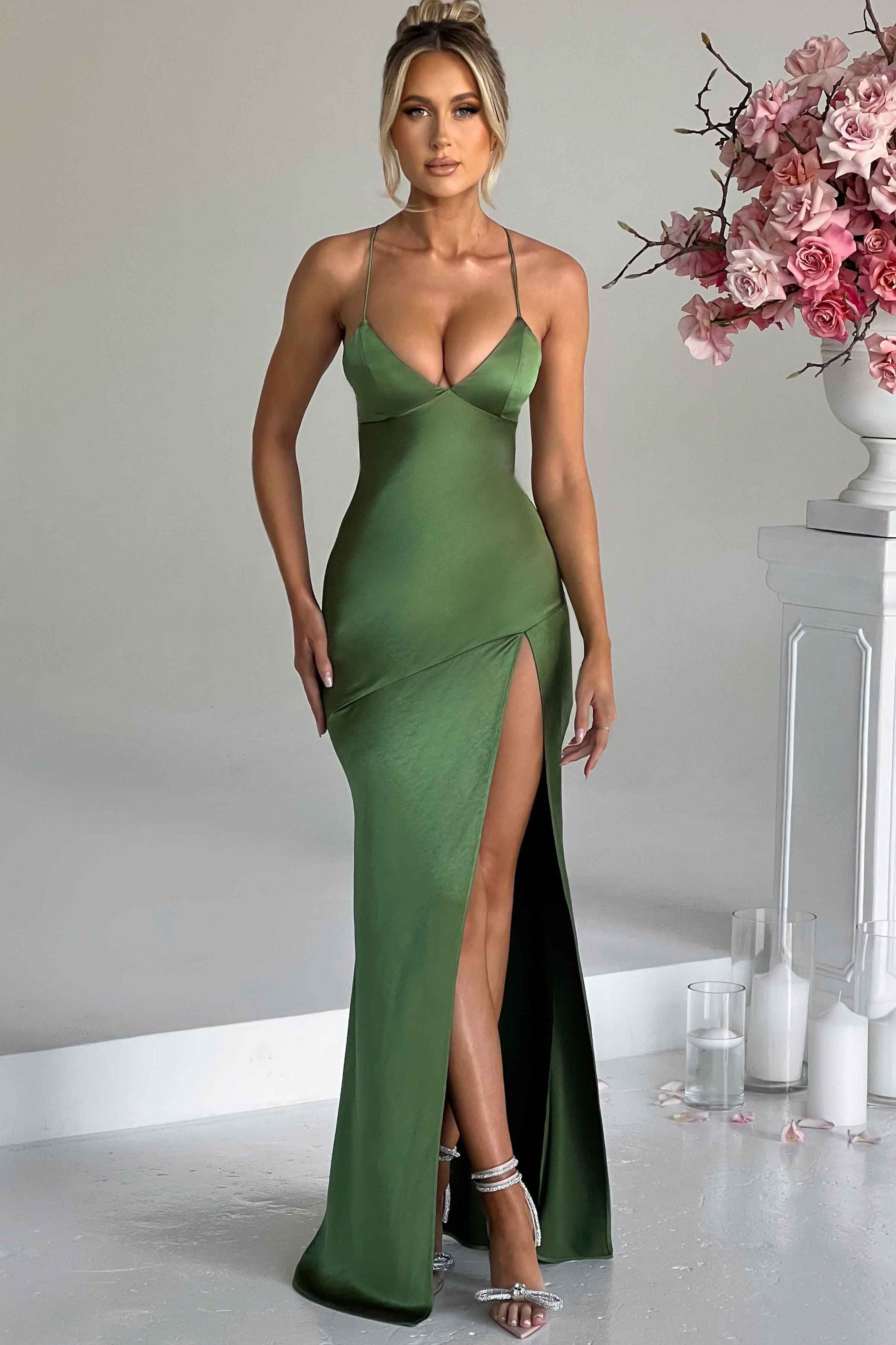 Alexia | Women's Satin Bias-Cut Maxi Dress