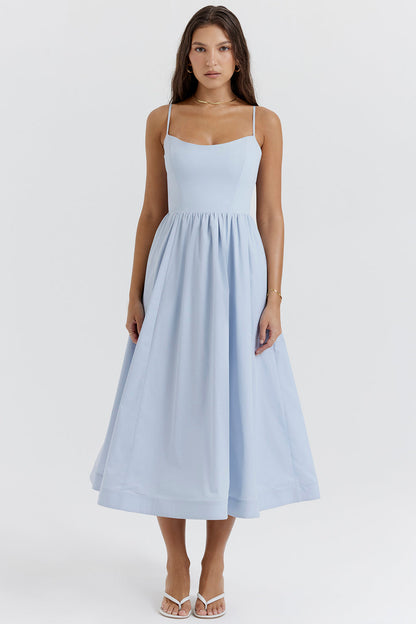 Samara | Women's Flutter Ruffle Georgette Midi Dress