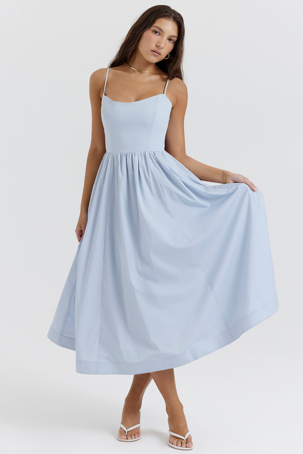 Samara | Women's Flutter Ruffle Georgette Midi Dress