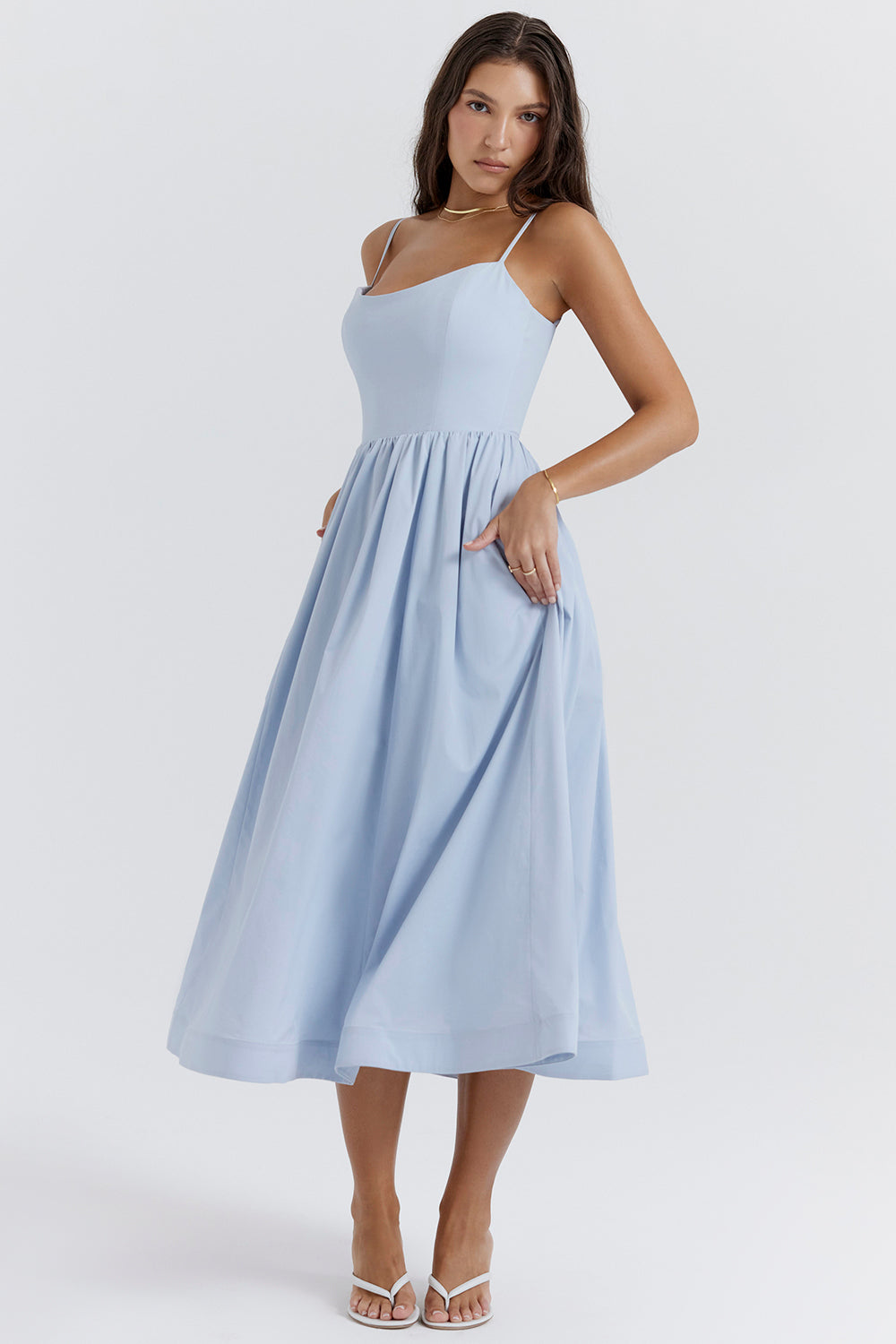Samara | Women's Flutter Ruffle Georgette Midi Dress