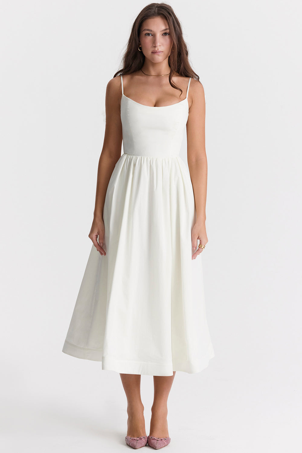Samara | Women's Flutter Ruffle Georgette Midi Dress