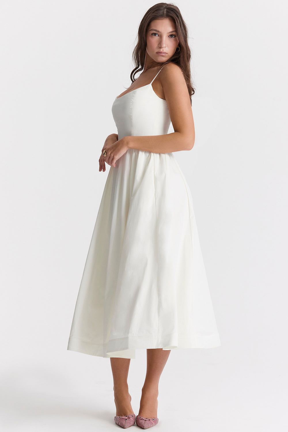 Samara | Women's Flutter Ruffle Georgette Midi Dress