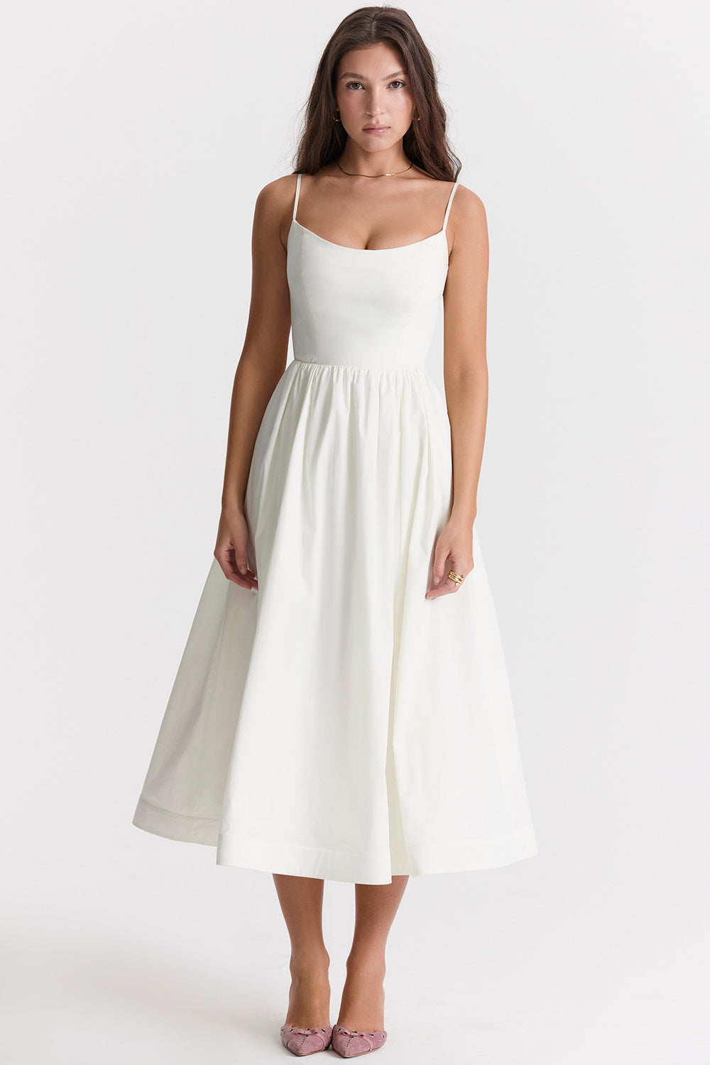Samara | Women's Flutter Ruffle Georgette Midi Dress