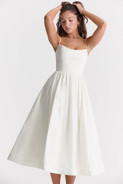Samara | Women's Flutter Ruffle Georgette Midi Dress