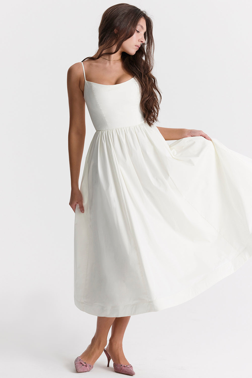 Samara | Women's Flutter Ruffle Georgette Midi Dress