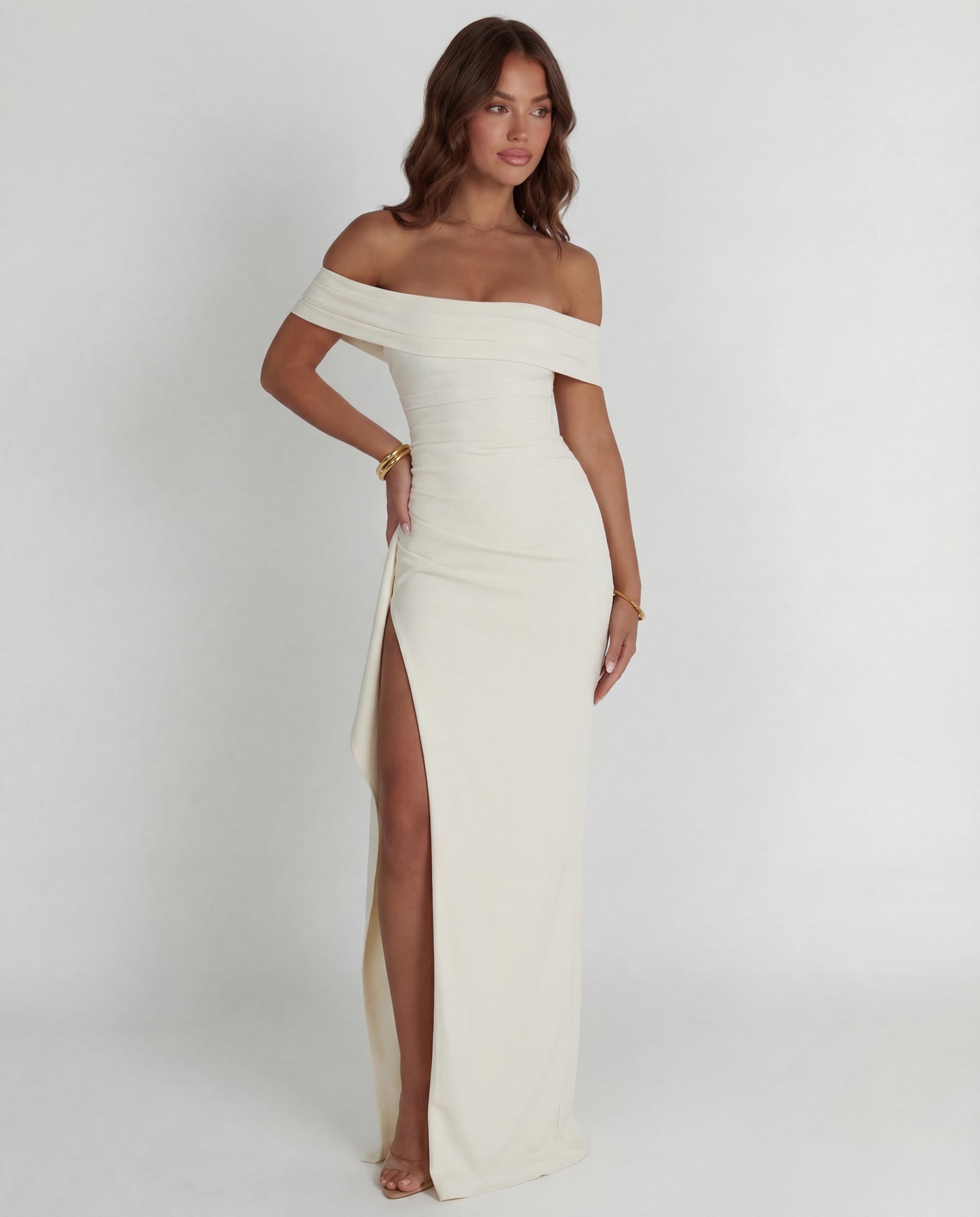 Belle | Women's Off-Shoulder Ruched Maxi Dress