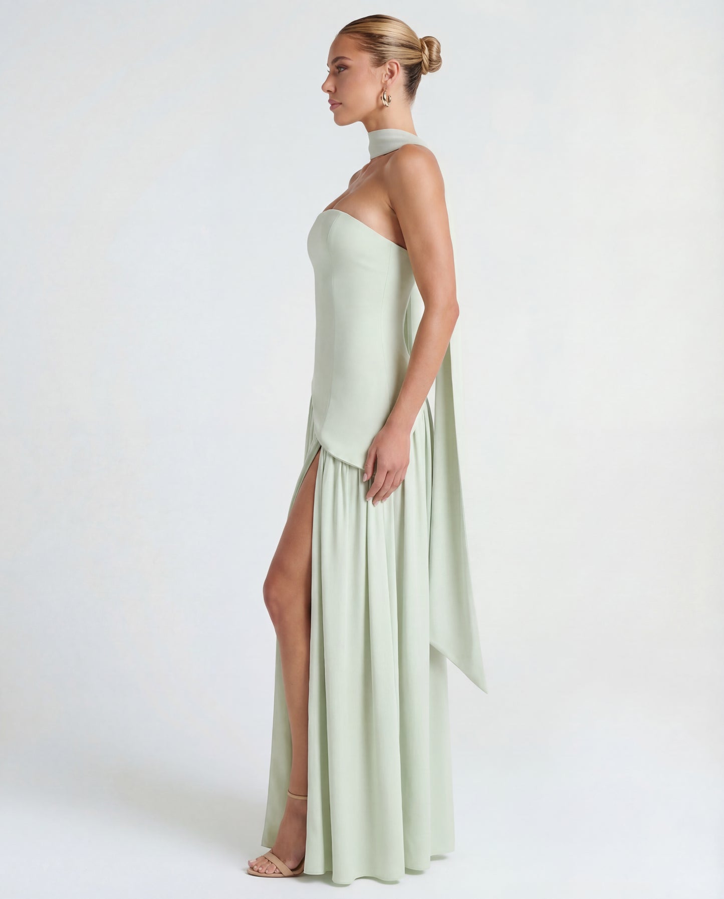 Aveline | Women's Strapless Scarf-Neckline Maxi Dress