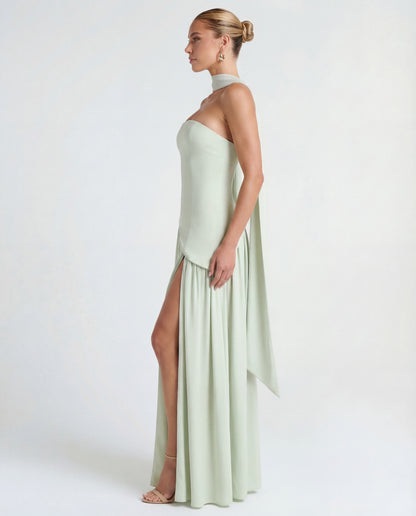 Aveline | Women's Strapless Scarf-Neckline Maxi Dress