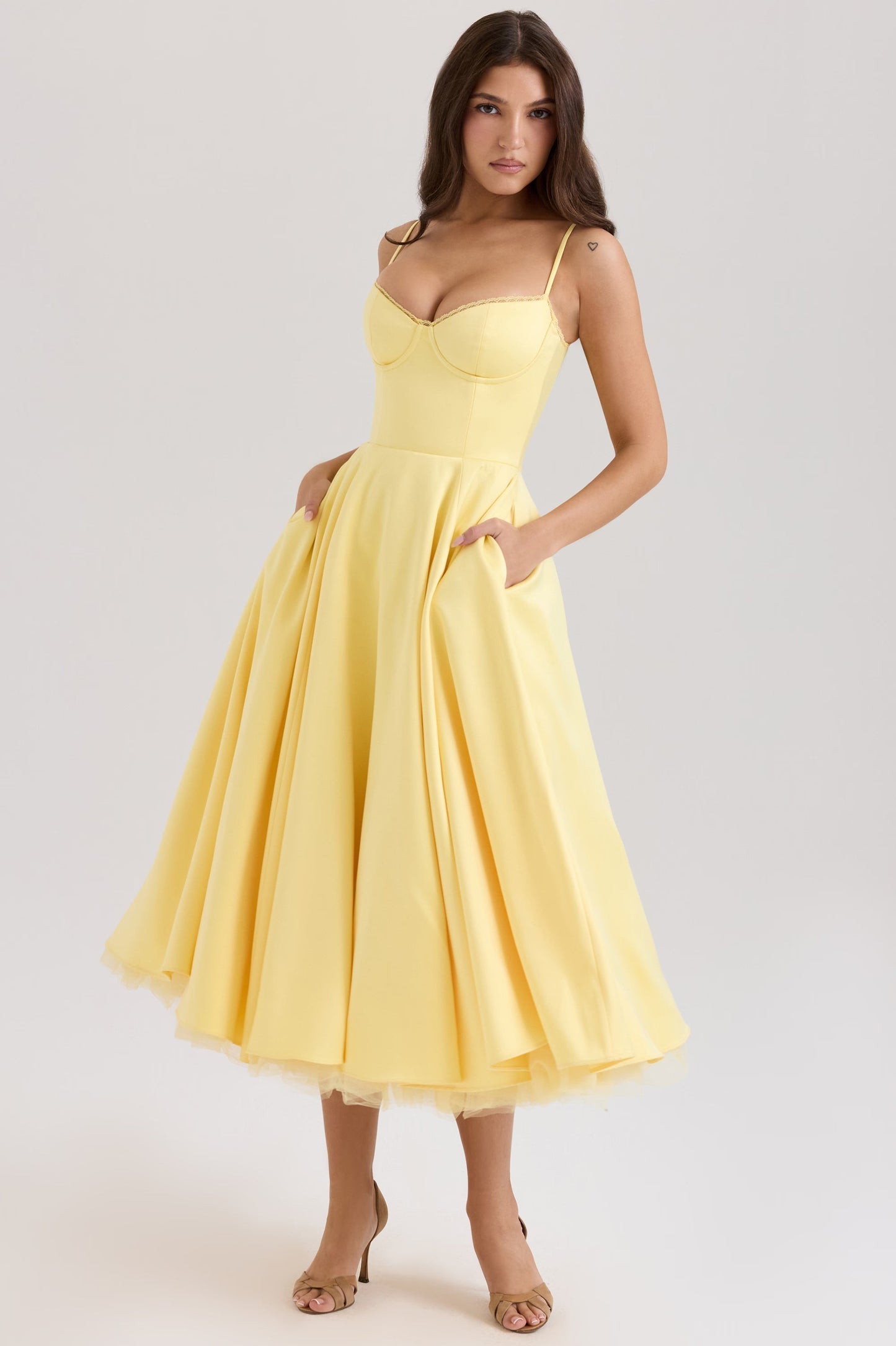 Euphemia | Women's Sculpted Texture V-Neck Midi Dress