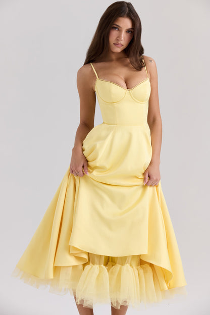 Euphemia | Women's Sculpted Texture V-Neck Midi Dress
