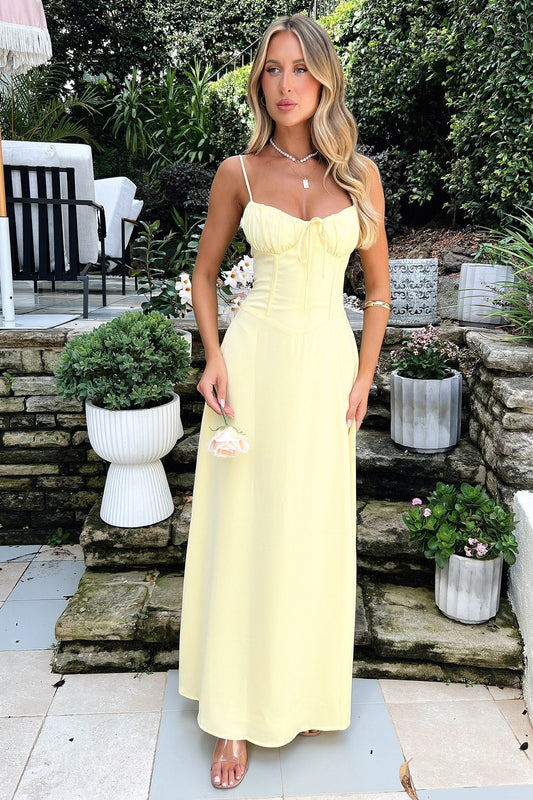 Mia | Women's Romantic Tie-Front Sweetheart Maxi Dress