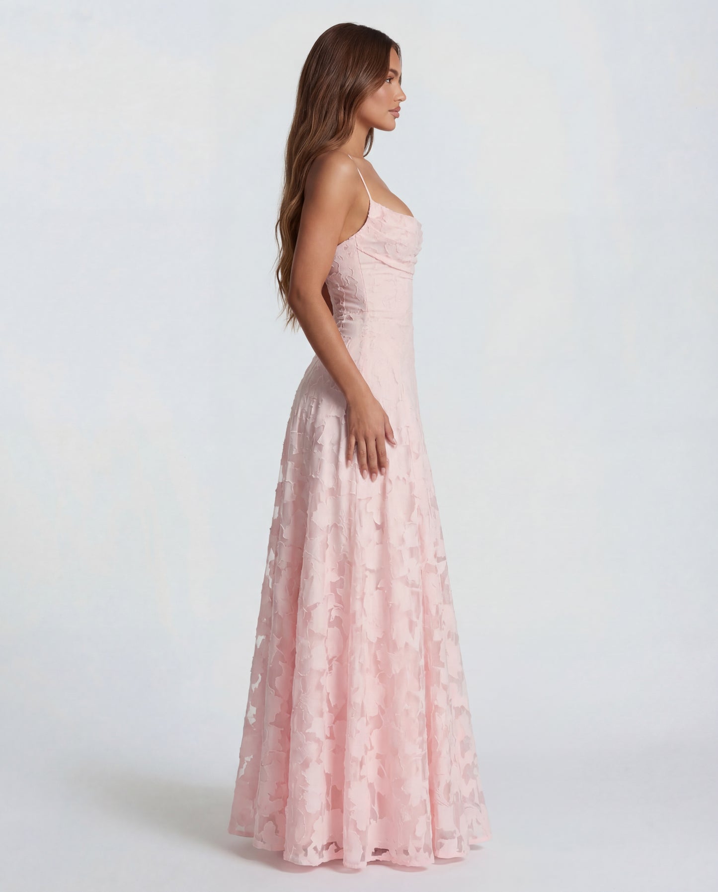Sofia | Women's Straight-Neckline Flowing Lace Maxi Dress
