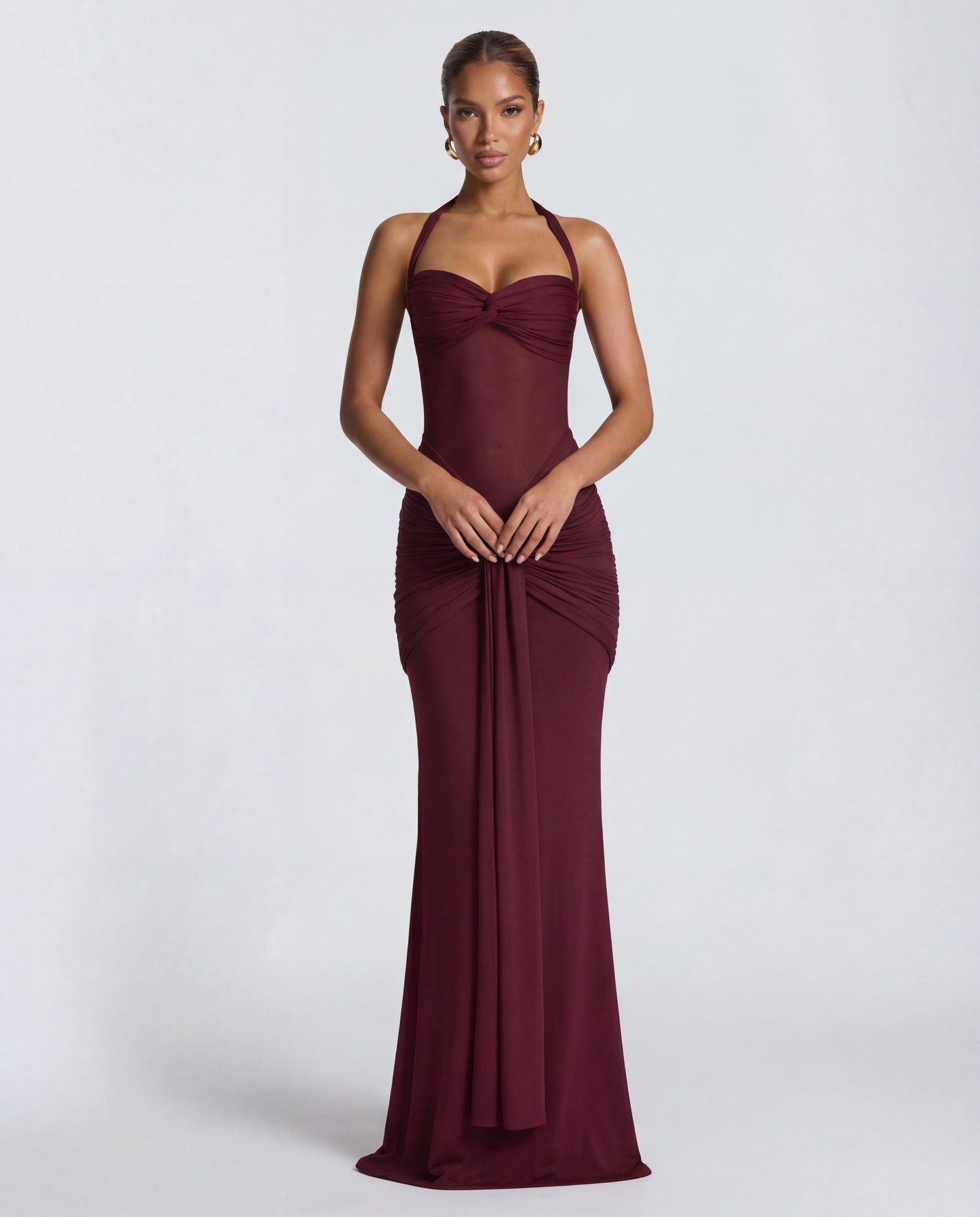 Valentina | Women's Twisted-Bust Mesh Maxi Dress