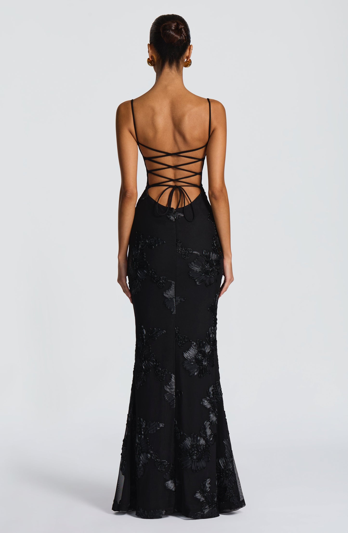 Salma | Women's Sculpted Black Sweetheart Maxi Dress