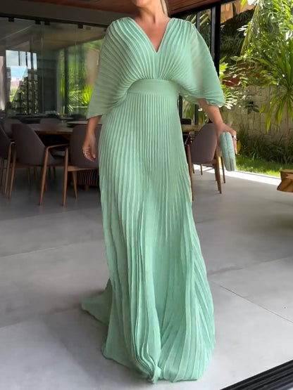 Maddy | Women's Sunburst Vibrant Pleated Maxi Dress