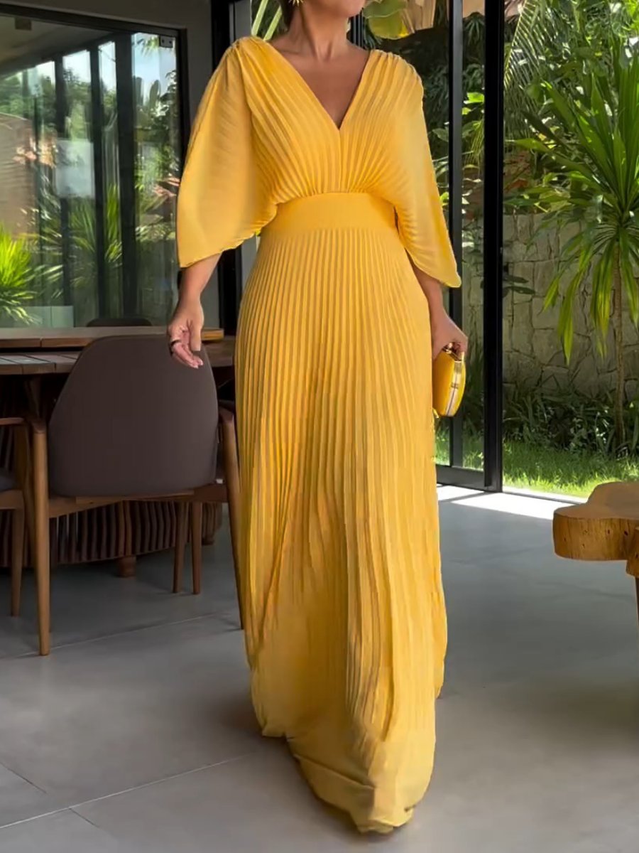 Maddy | Women's Sunburst Vibrant Pleated Maxi Dress