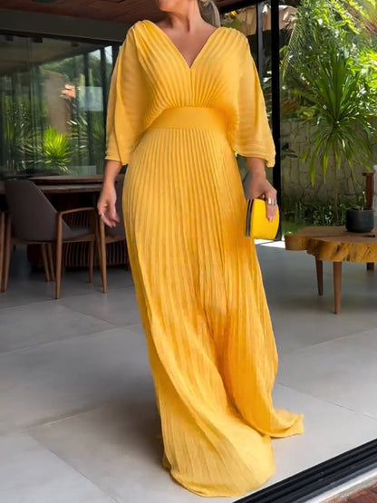 Maddy | Women's Sunburst Vibrant Pleated Maxi Dress
