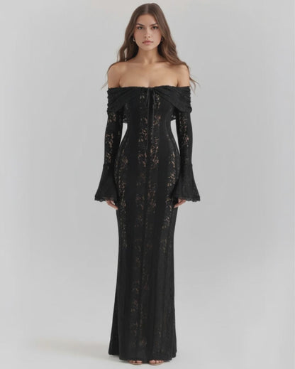 Alessandra | Women's Drama Floral Lace Off-Shoulder Maxi Dress