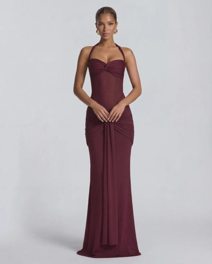 Valentina | Women's Twisted-Bust Mesh Maxi Dress