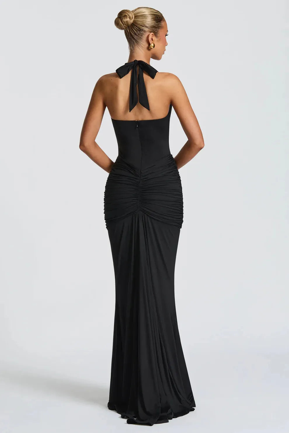 Bernadette | Elegant Plunging U-Wire Draped Jersey Maxi Dress