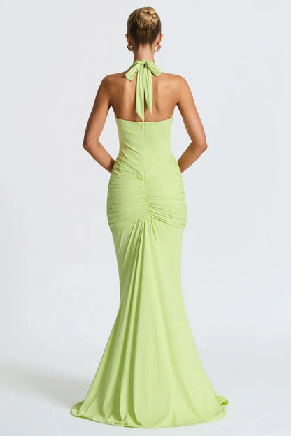 Bernadette | Elegant Plunging U-Wire Draped Jersey Maxi Dress