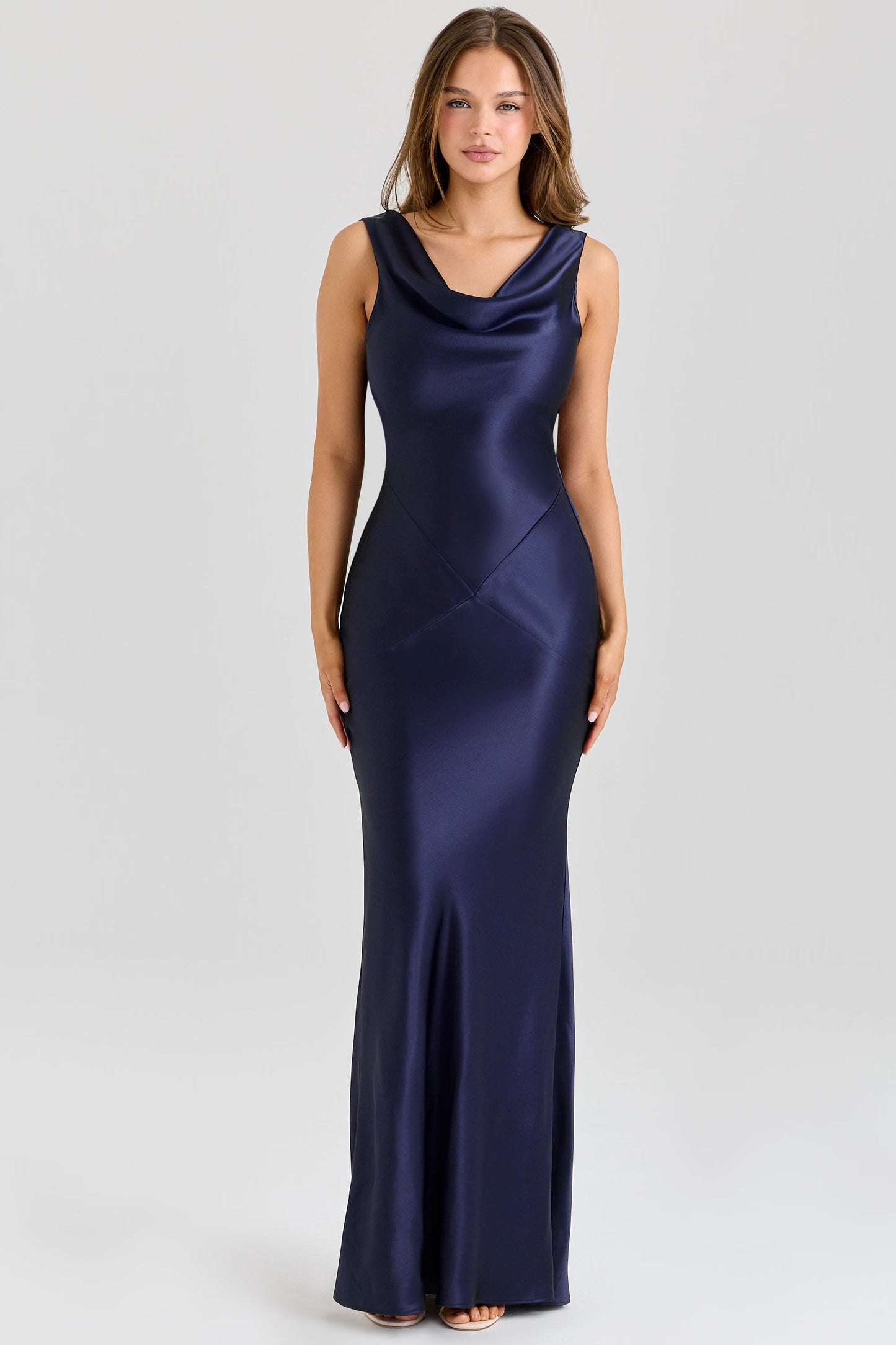 Felicia | Women's Sapphire Draped Cowl Maxi Dress
