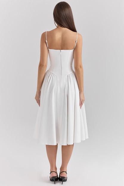Amaria | Women's Underwired Sweetheart Structured Twill Corset Midi Dress