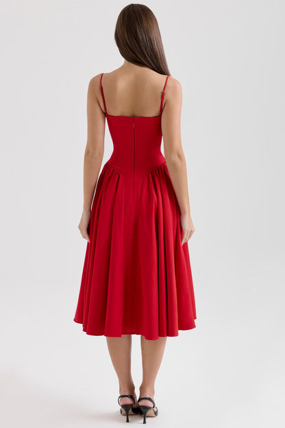 Amaria | Women's Underwired Sweetheart Structured Twill Corset Midi Dress