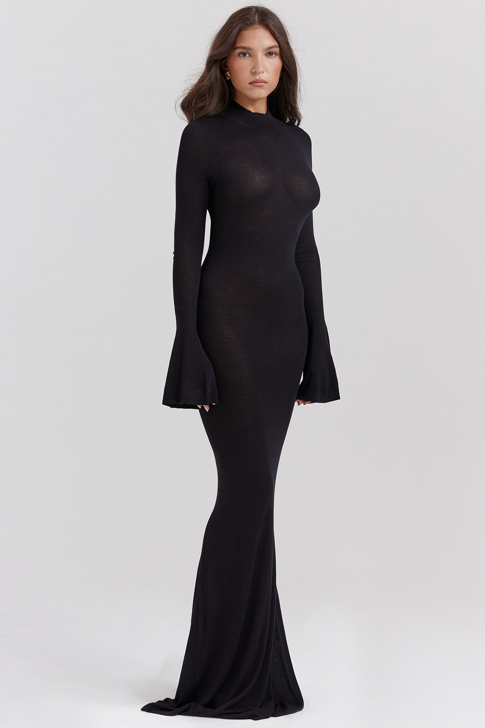 Sancha | Silky Sheer Backless Knit Maxi Dress