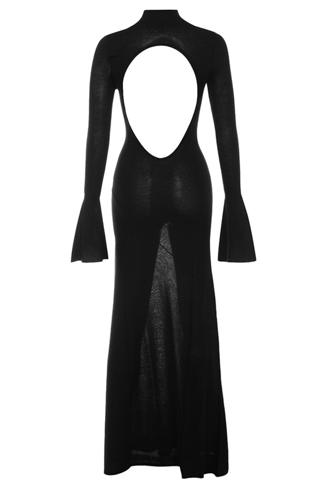 Sancha | Silky Sheer Backless Knit Maxi Dress