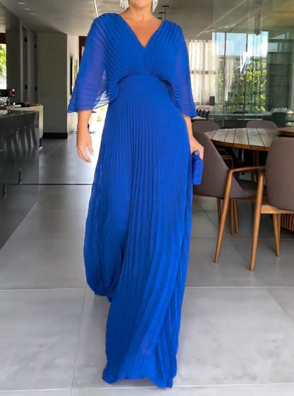 Maddy | Women's Sunburst Vibrant Pleated Maxi Dress