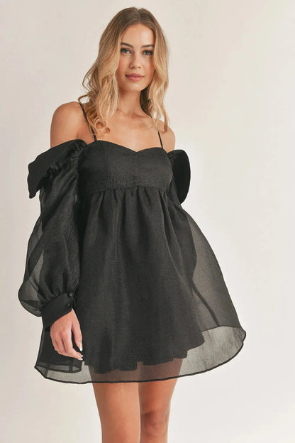 Desiree | Women's Off-Shoulder Bubble Sleeve Mini Flare Dress