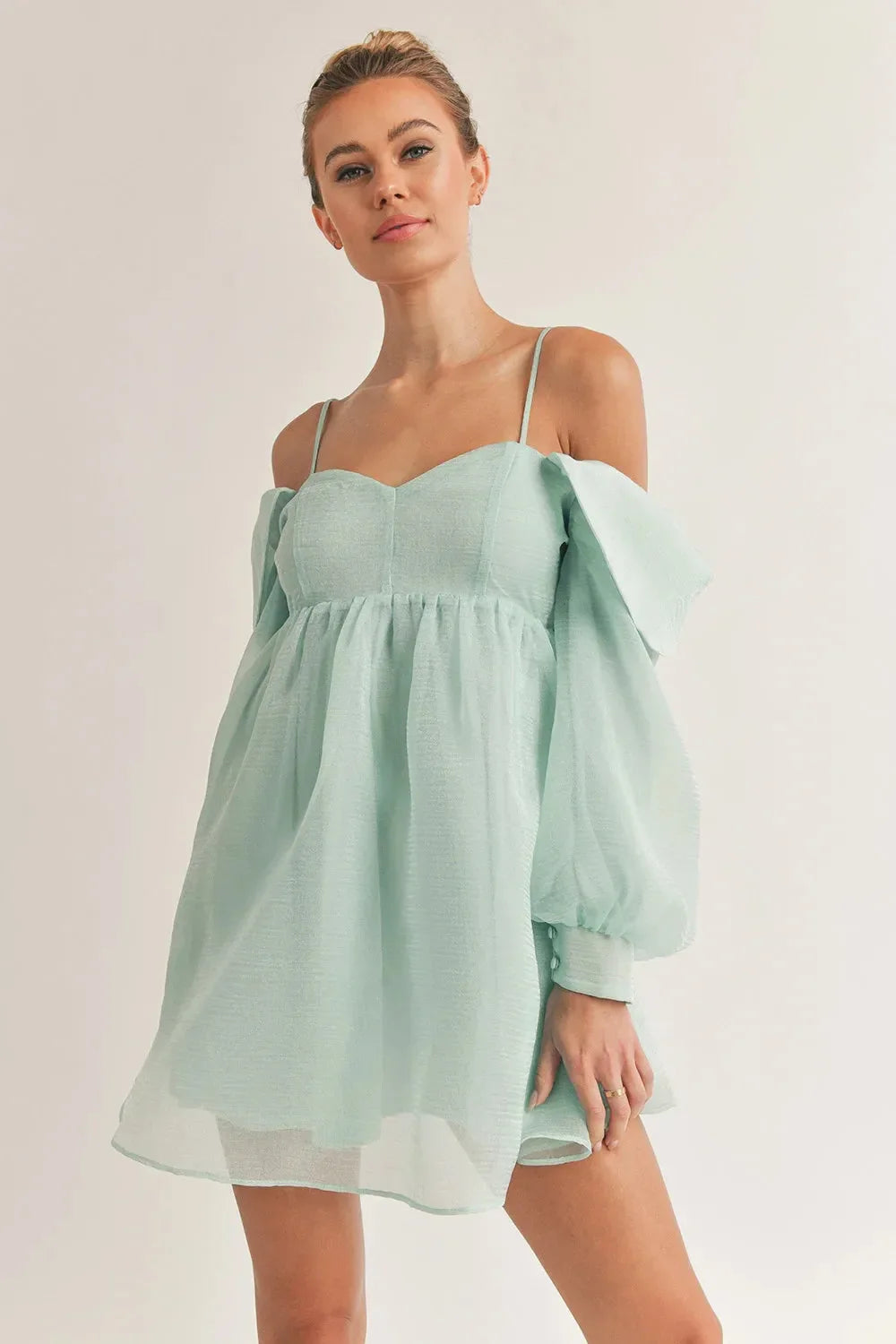 Desiree | Women's Off-Shoulder Bubble Sleeve Mini Flare Dress