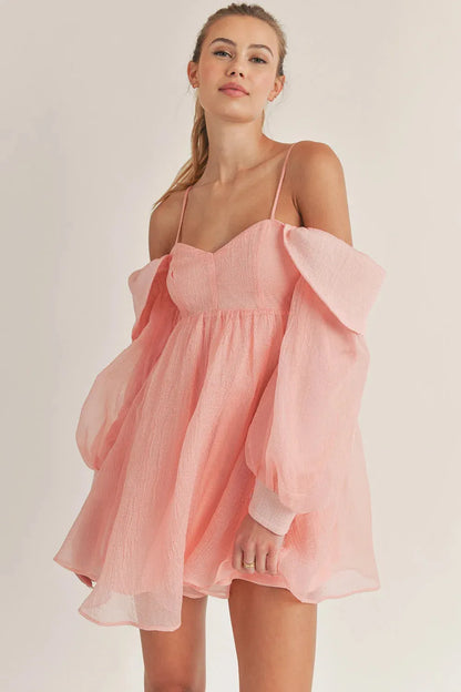 Desiree | Women's Off-Shoulder Bubble Sleeve Mini Flare Dress